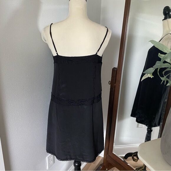Joie Black Silk Lace Trimmed Mini Spaghetti Strap Fiorato Slip Dainty Dress - Picture 3 of 10